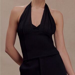 MESHKI Black Halter Top